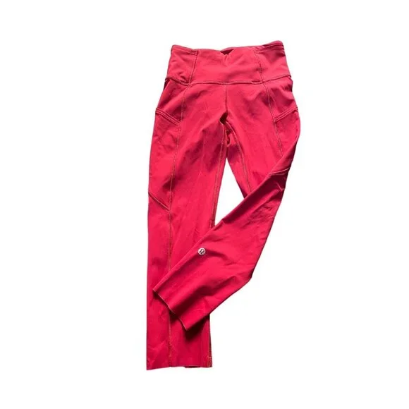 Lululemon Fast Free Crop II 19" Womens High-Waisted Leggings Size 2 W6BCUS Red - Picture 11 of 11